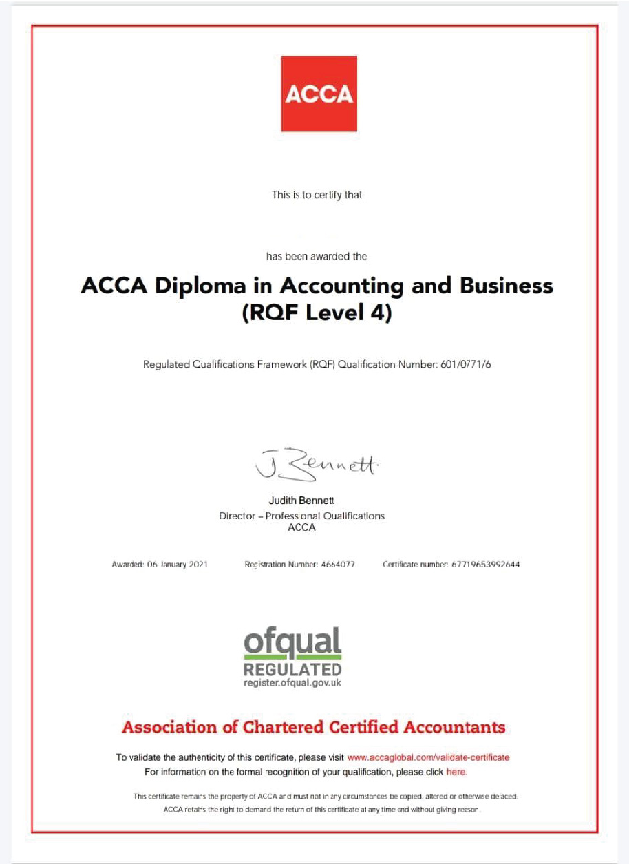 ACCA Certificate