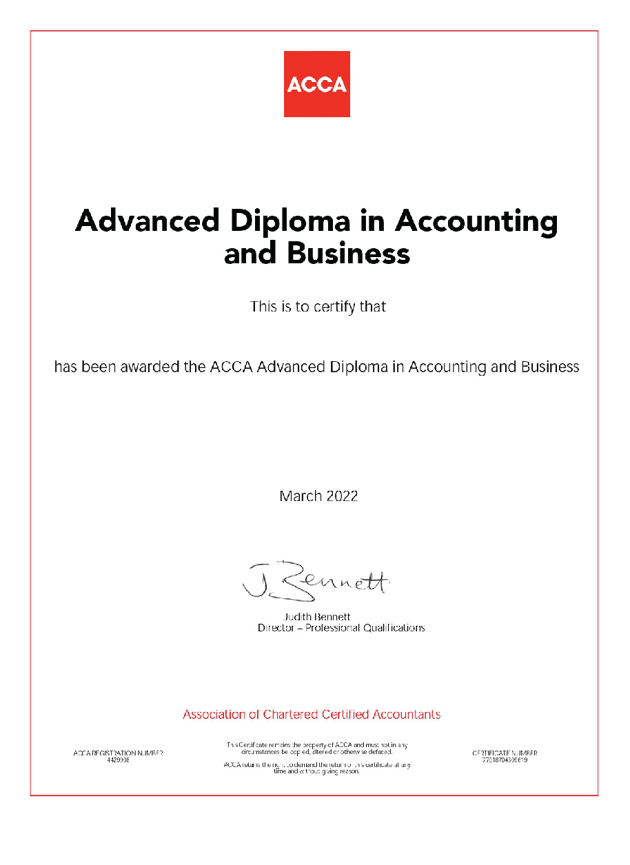 ACCA Certificate